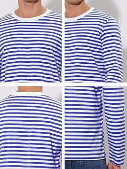 uxcell Men's Christmas Striped T Shirt Crew Neck Long Sleeve